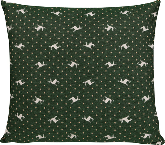 Kissenhülle Cabana Home Deer Grün 50x50 cm | Fest & Griffig - Hirsch Motiv Waldgrün Landhaus