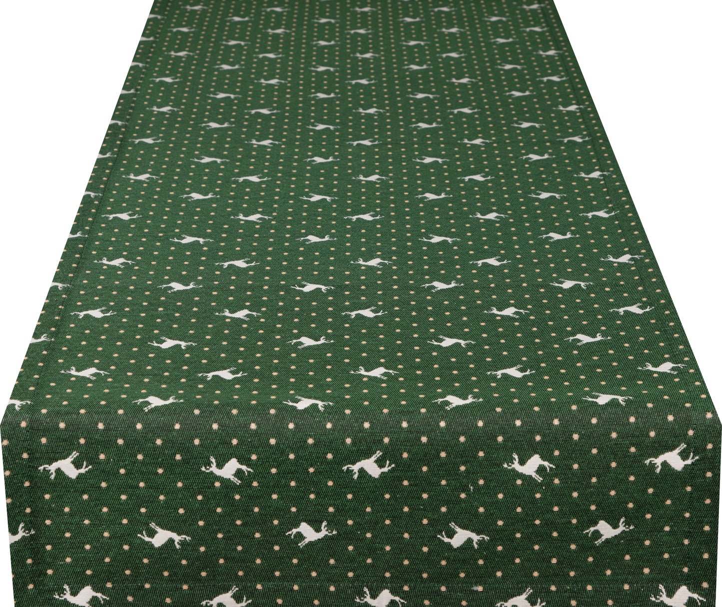 Tischband Cabana Home Deer Grün 50x150 cm | Fest & Griffig - Hirsch Motiv Waldgrün Landhaus