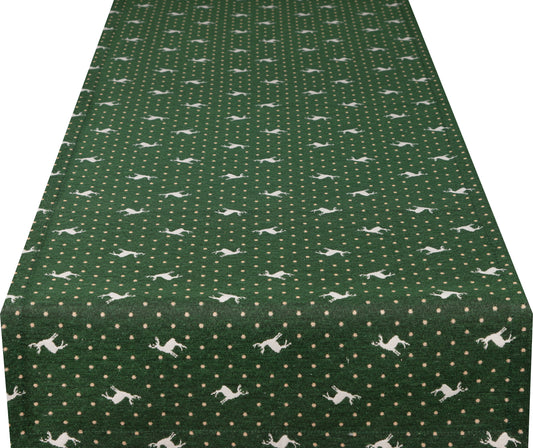 Tischband Cabana Home Deer Grün 50x150 cm | Fest & Griffig - Hirsch Motiv Waldgrün Landhaus