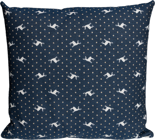 Kissenhülle Cabana Home Deer Blue 40x40 cm | Fest & Griffig - Hirsch Motiv Dunkelblau Landhaus