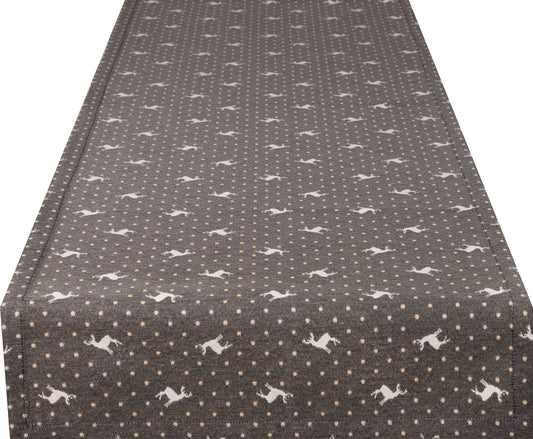 Hochwertiges Tischband Cabana Home Deer 50x150 cm | Hirsch Grau Landhausstil