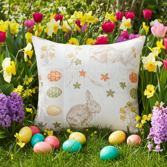 Mischgewebe Kissenhülle Oster Kacheln 40x40 cm