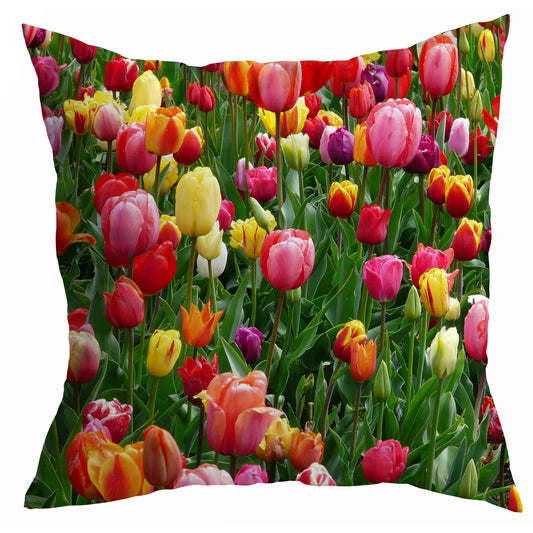 Kissenhülle mit buntem Tulpenfeld - Tulipfield 45x45 cm