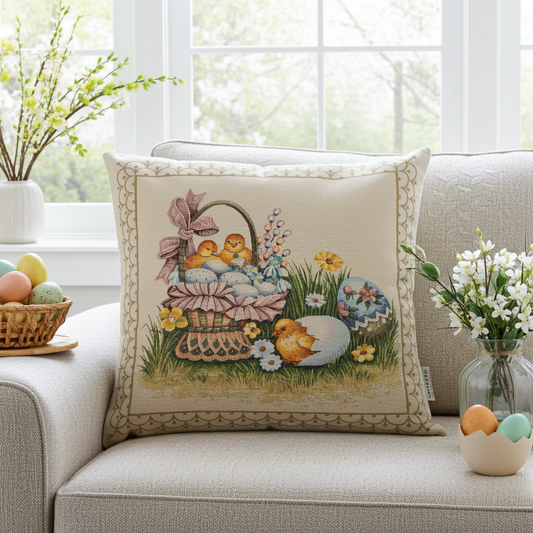 Gobelin Kissenhülle Kükenglück 45x45 cm