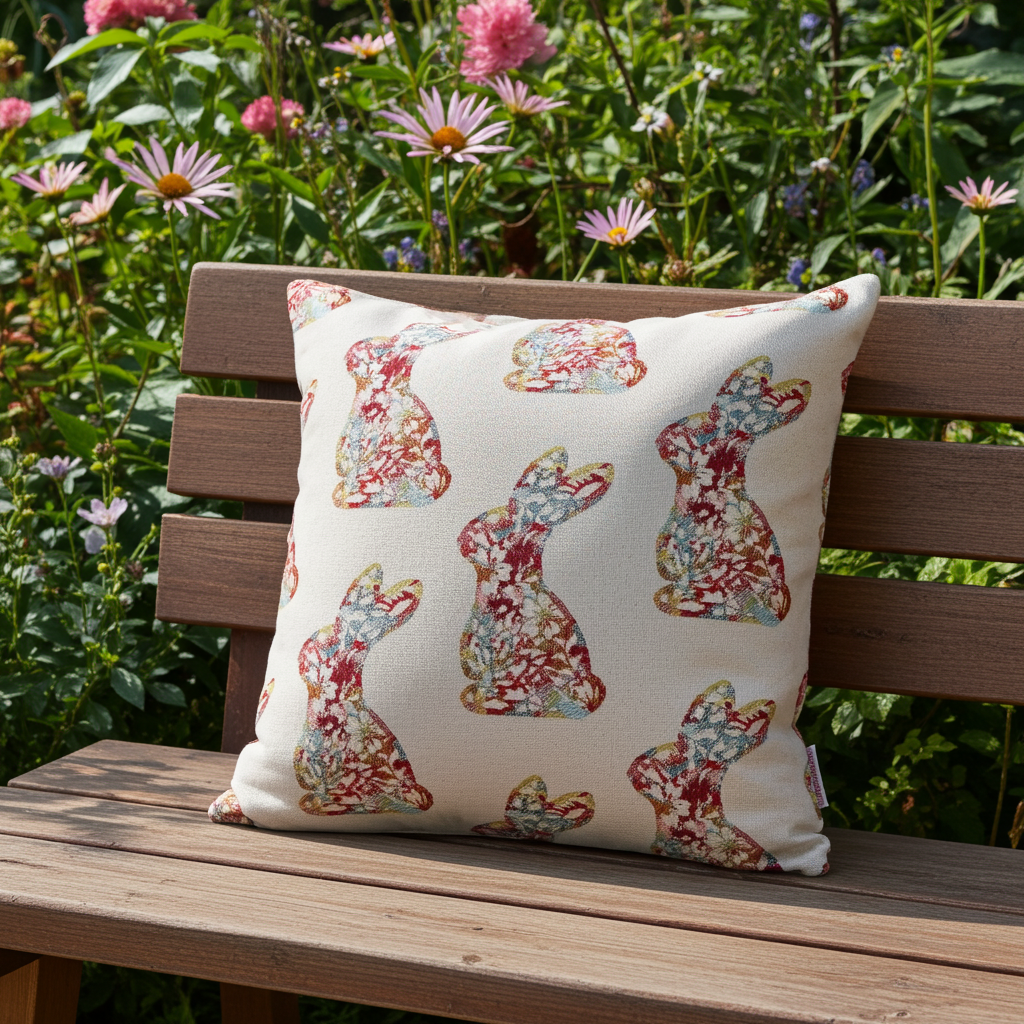 Gobelin Kissenhülle Blütenhase 45x45 cm