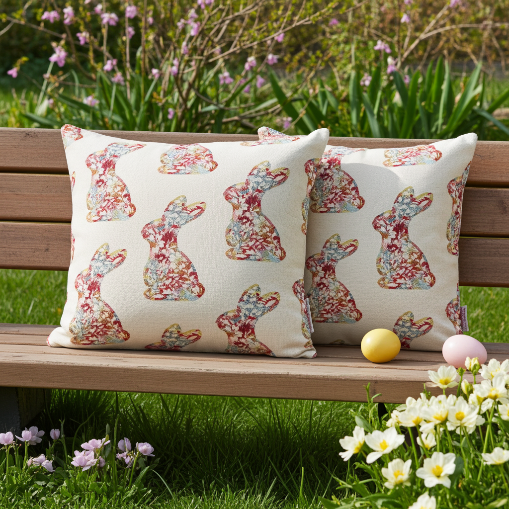 Gobelin Kissenhülle Blütenhase 45x45 cm