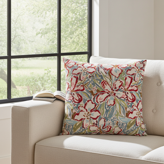 Jacquard Kissenhülle Pastell Lilie 45x45 cm