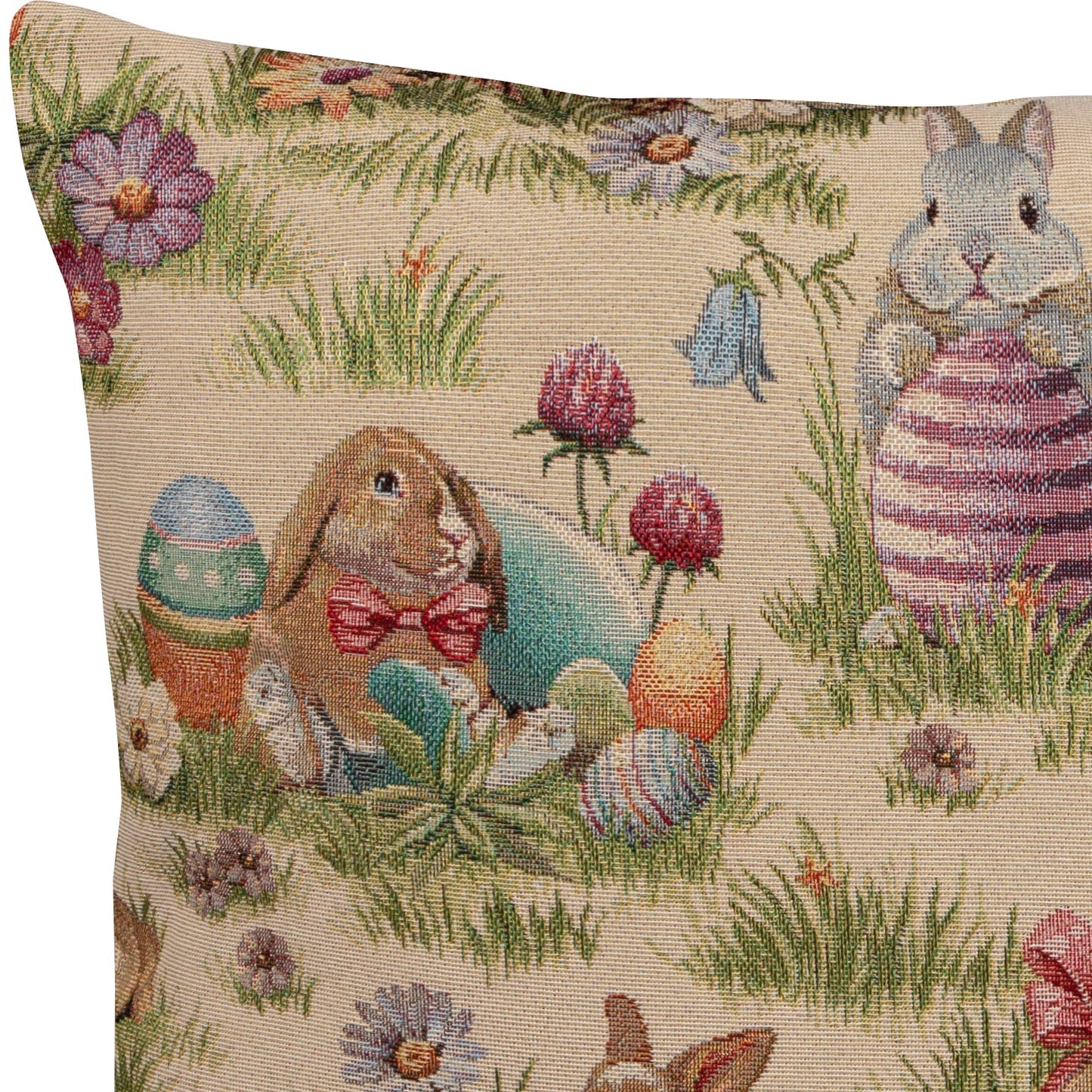 Gobelin Kissenhülle mit Osterhasen Picknick - Rabbit Picknick 30x50 cm