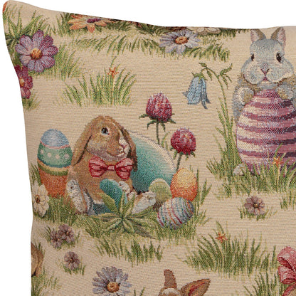 Gobelin Kissenhülle mit Osterhasen Picknick - Rabbit Picknick 30x50 cm