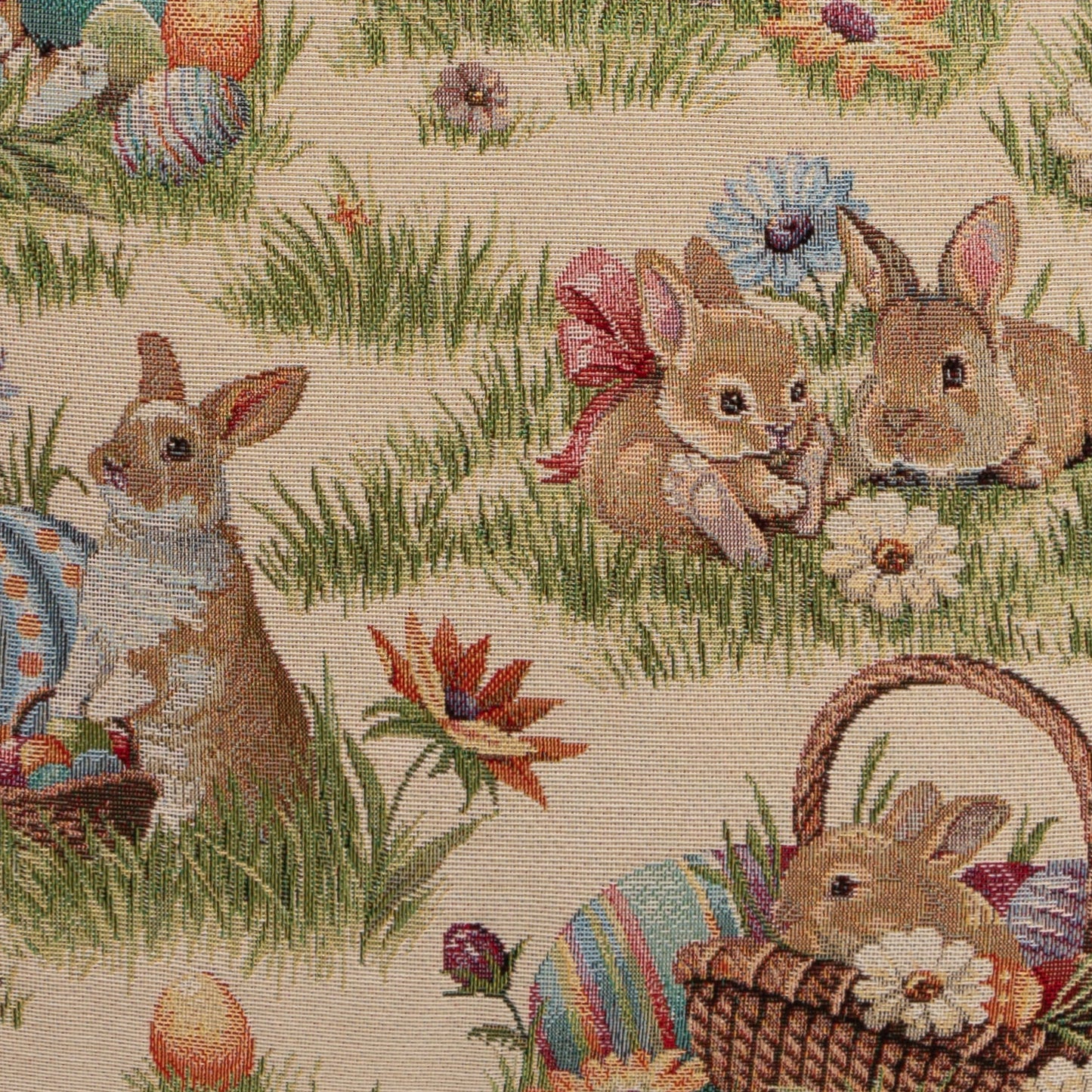 Gobelin Kissenhülle mit Osterhasen Picknick - Rabbit Picknick 30x50 cm