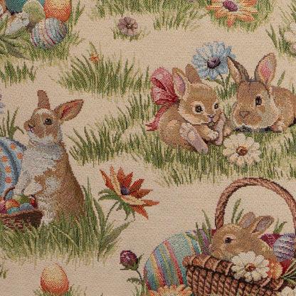 Gobelin Kissenhülle mit Osterhasen Picknick - Rabbit Picknick 30x50 cm