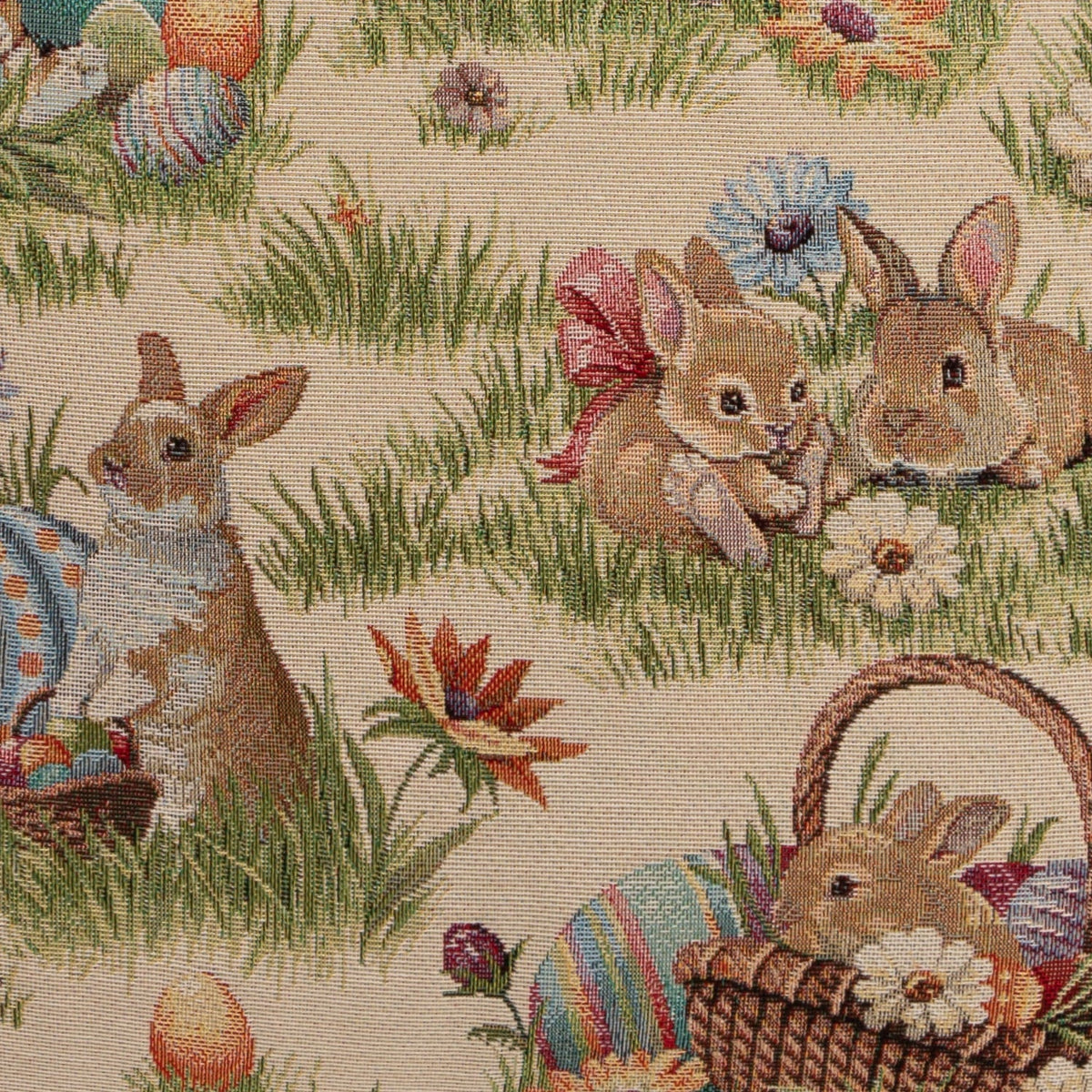 Gobelin Kissenhülle Osterhasen Picknick 60x60 cm