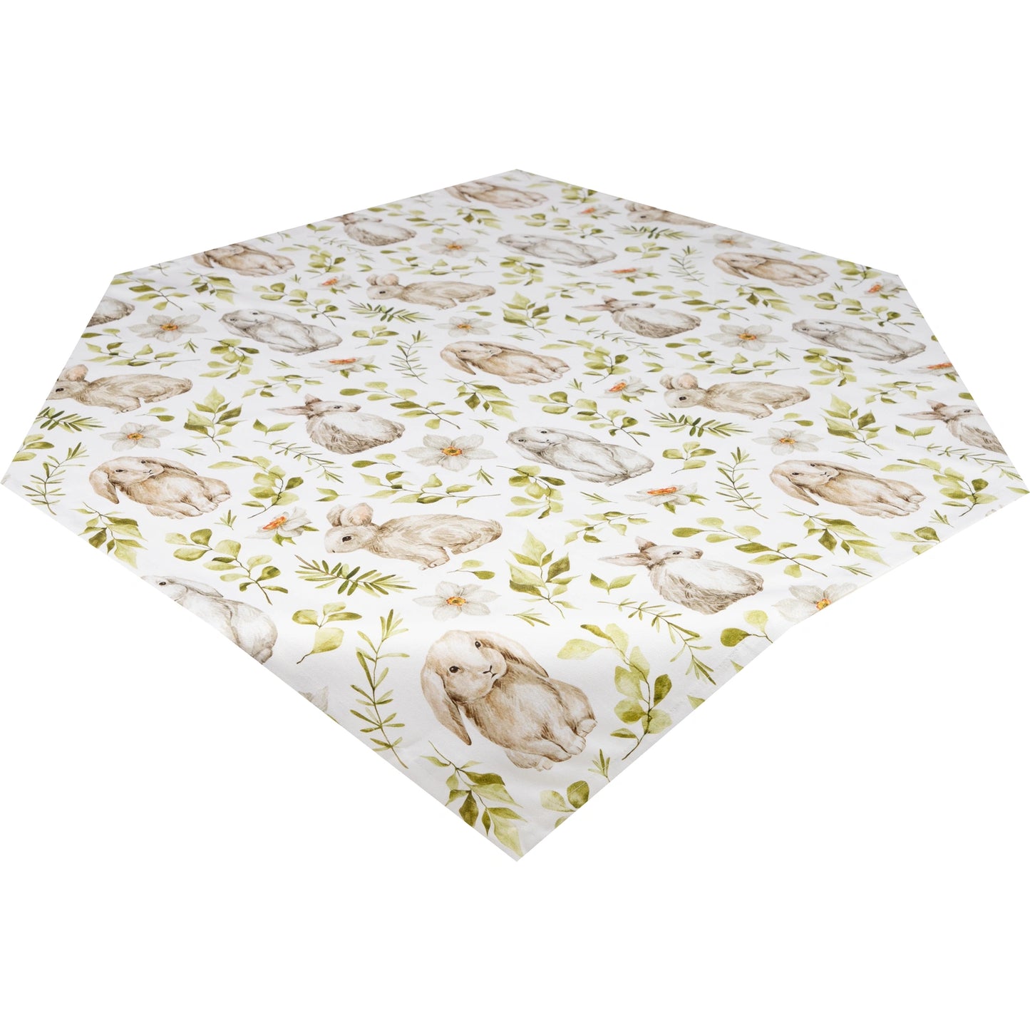 Tischdecke mit Hasen und botanischen Zweigen - Rabbit Herbage 110x110 cm
