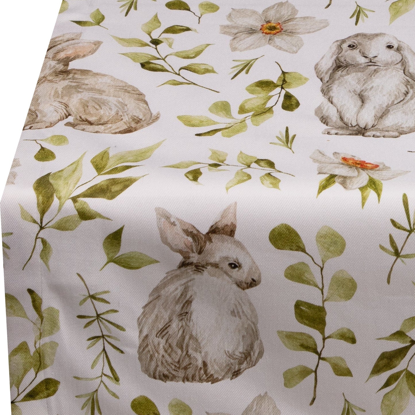 Baumwoll Mitteldecke Hasen & botanischen Zweigen 85x85 cm