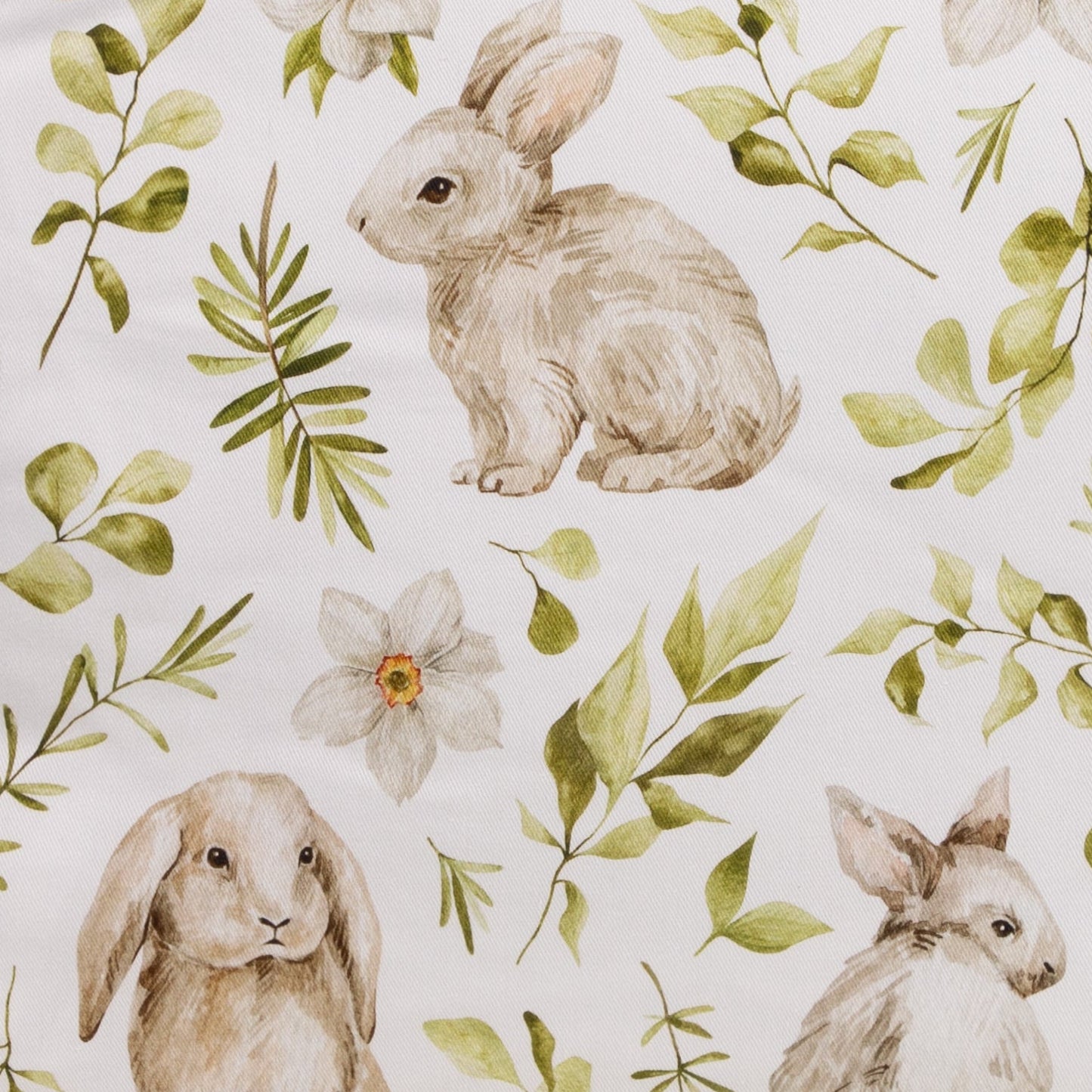 Baumwoll Kissenhülle Hasen & botanischen Zweigen 40x40 cm