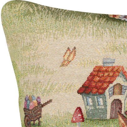 Gobelin Kissenhülle mit buntem Ostertreiben - Easter Scenery 50x50 cm