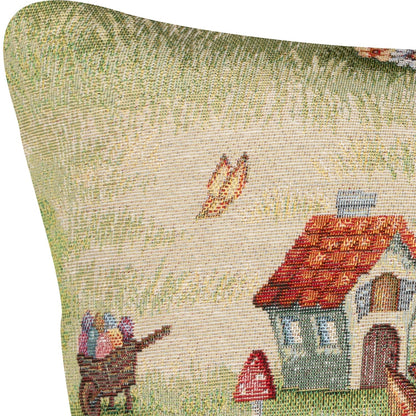 Gobelin Kissenhülle Buntes Ostertreiben 50x50 cm