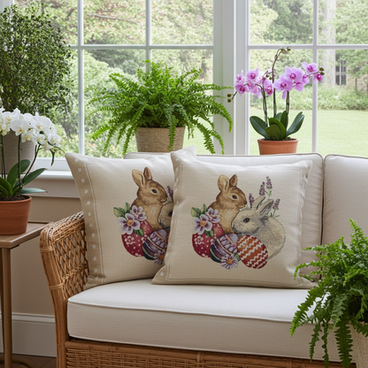Gobelin Kissenhülle Hasen-Freundschaft 45x45 cm