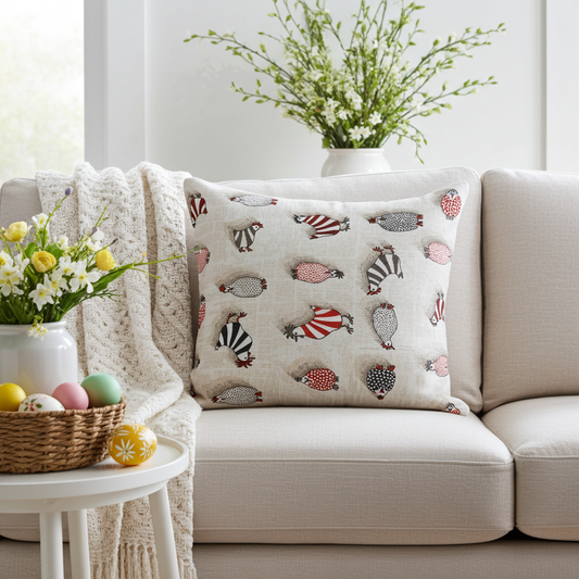 Kissenhülle mit buntem Hühnerhof - Easter Chicken 50x50 cm
