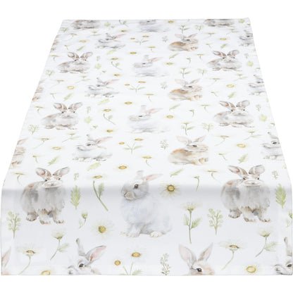 Tischband mit Hasen im Blütenregen - Juma Rabbit 50x150 cm