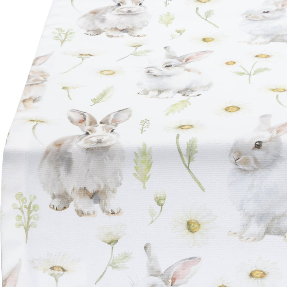 Baumwoll Tischläufer Hasen im Blütenregen 40x90 cm