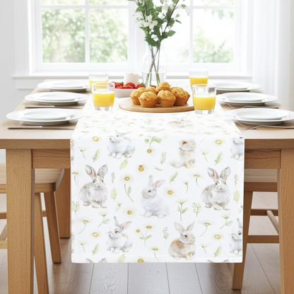 Tischband mit Hasen im Blütenregen - Juma Rabbit 50x150 cm