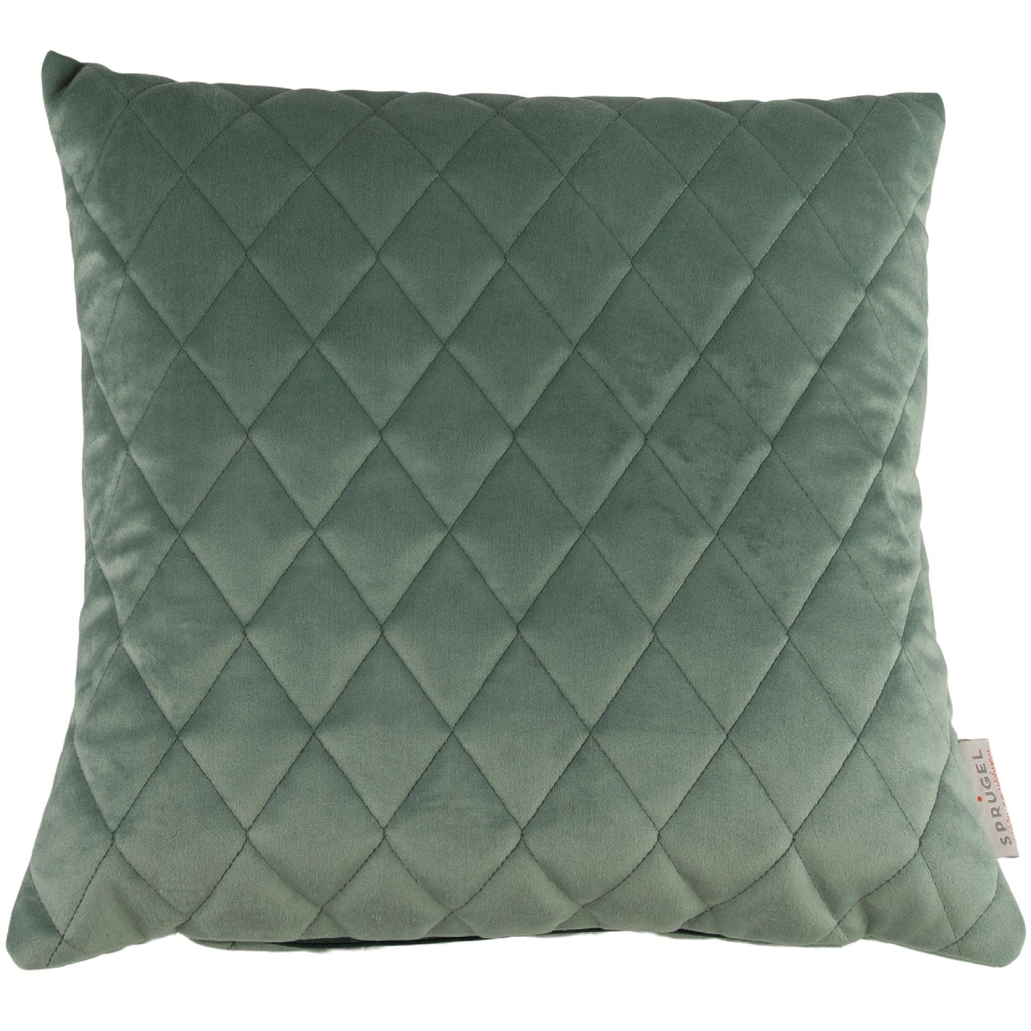 smaragdgrün gesteppte Kissenhülle aus Samt - Hadon Velvet - 50x50 cm