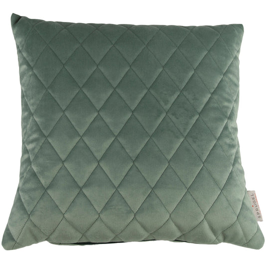 smaragdgrün gesteppte Kissenhülle aus Samt - Hadon Velvet - 50x50 cm