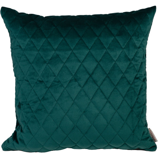petrol gesteppte Kissenhülle aus Samt - Hadon Velvet - 40x40 cm