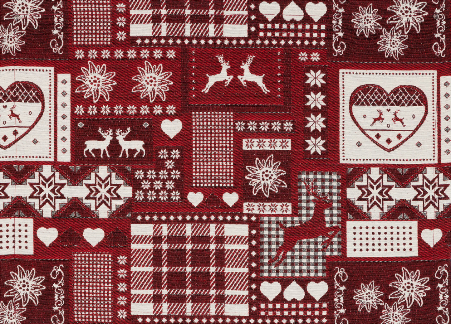 Tischset Montana Cottage Rot 35x50 cm | Glatt & Fest - Patchwork Alpin Hirsch Dunkelrot