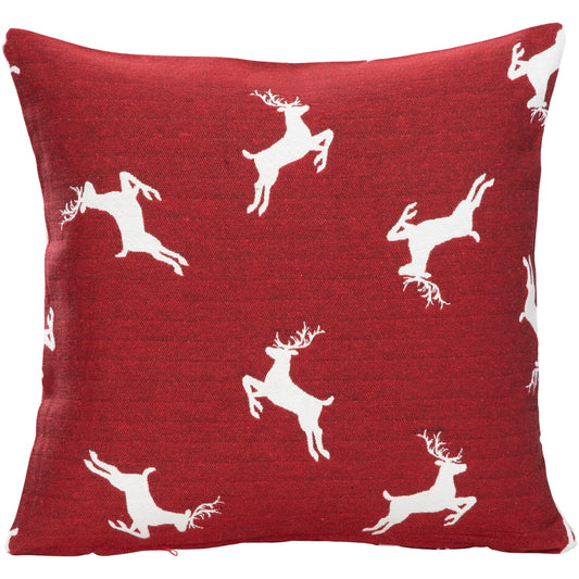 Kissenhülle springende Rentiere rot  - Montana Deer 40x40 cm