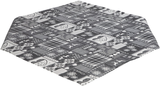 Mitteldecke Montana Cottage Grau 85x85 cm | Glatt & Fest - Patchwork Alpin Hirsch Grau