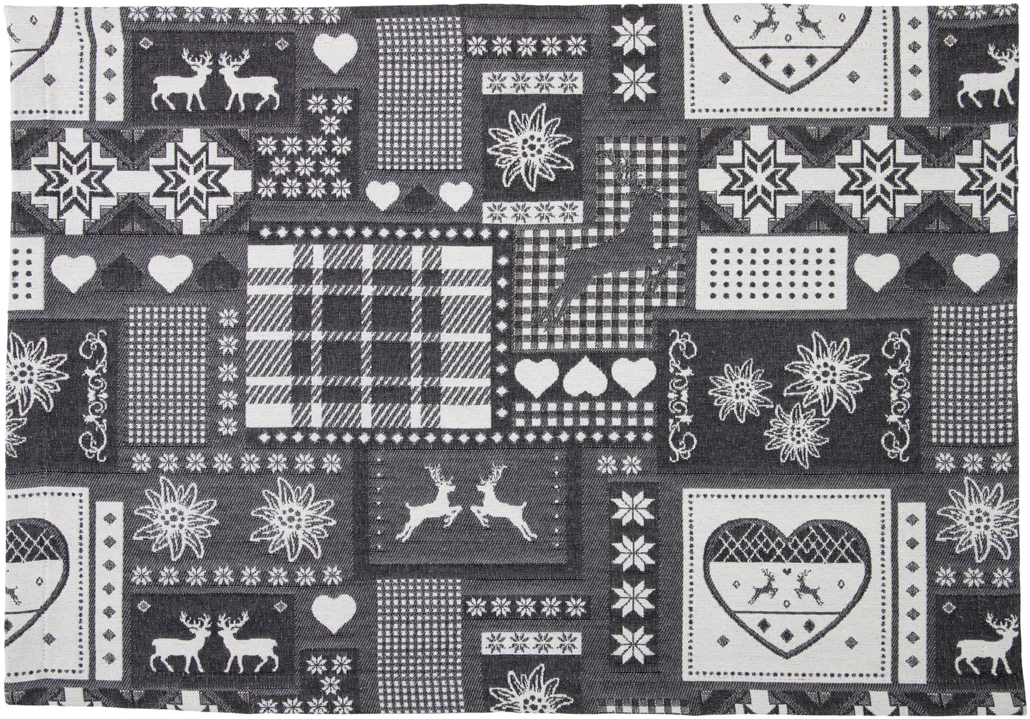 Tischset Montana Cottage Grau 35x50 cm | Glatt & Fest - Patchwork Alpin Hirsch Grau
