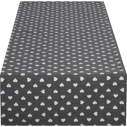 Jacquard Tischband Lieblingsplatz grau 40x180 cm