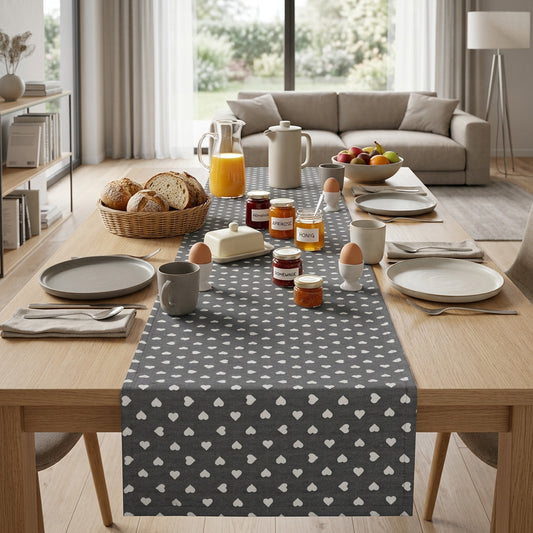 Jacquard Tischband Lieblingsplatz grau 40x180 cm