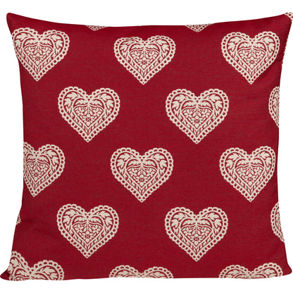 Jacquard Kissenhülle Ornament Herz rot 40x40 cm