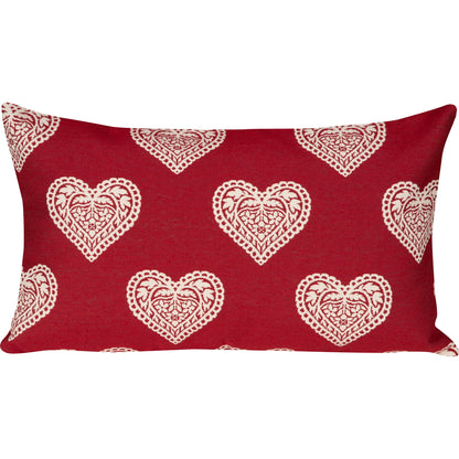 Jacquard Kissenhülle Ornament Herz rot 30x50 cm