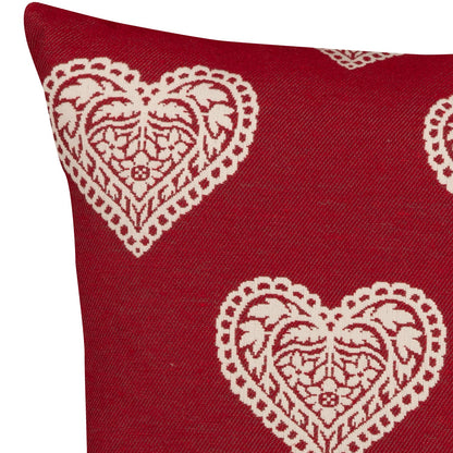 Jacquard Kissenhülle Ornament Herz rot 40x40 cm