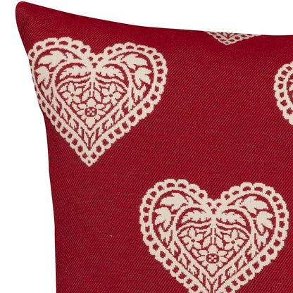 Jacquard Kissenhülle Ornament Herz rot 60x60 cm