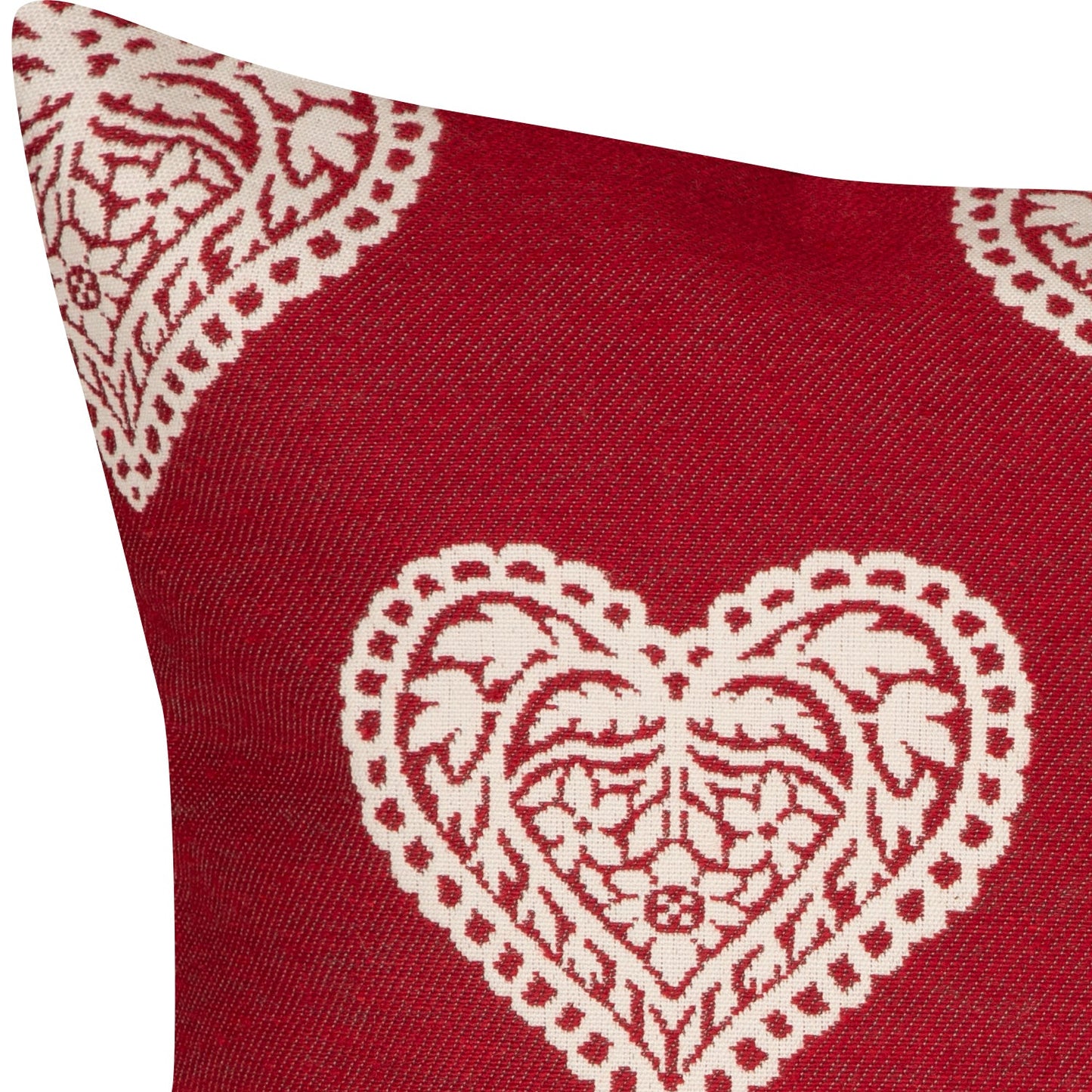 Jacquard Kissenhülle Ornament Herz rot 30x50 cm