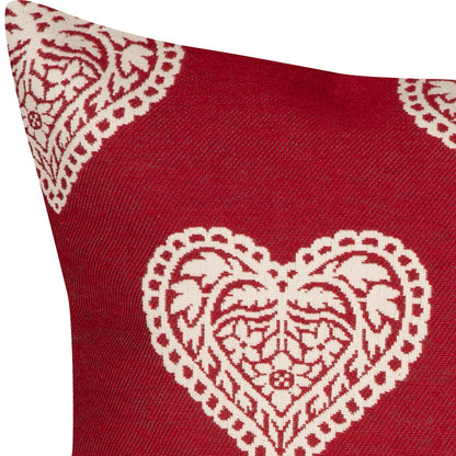 Jacquard Kissenhülle Ornament Herz rot 30x50 cm