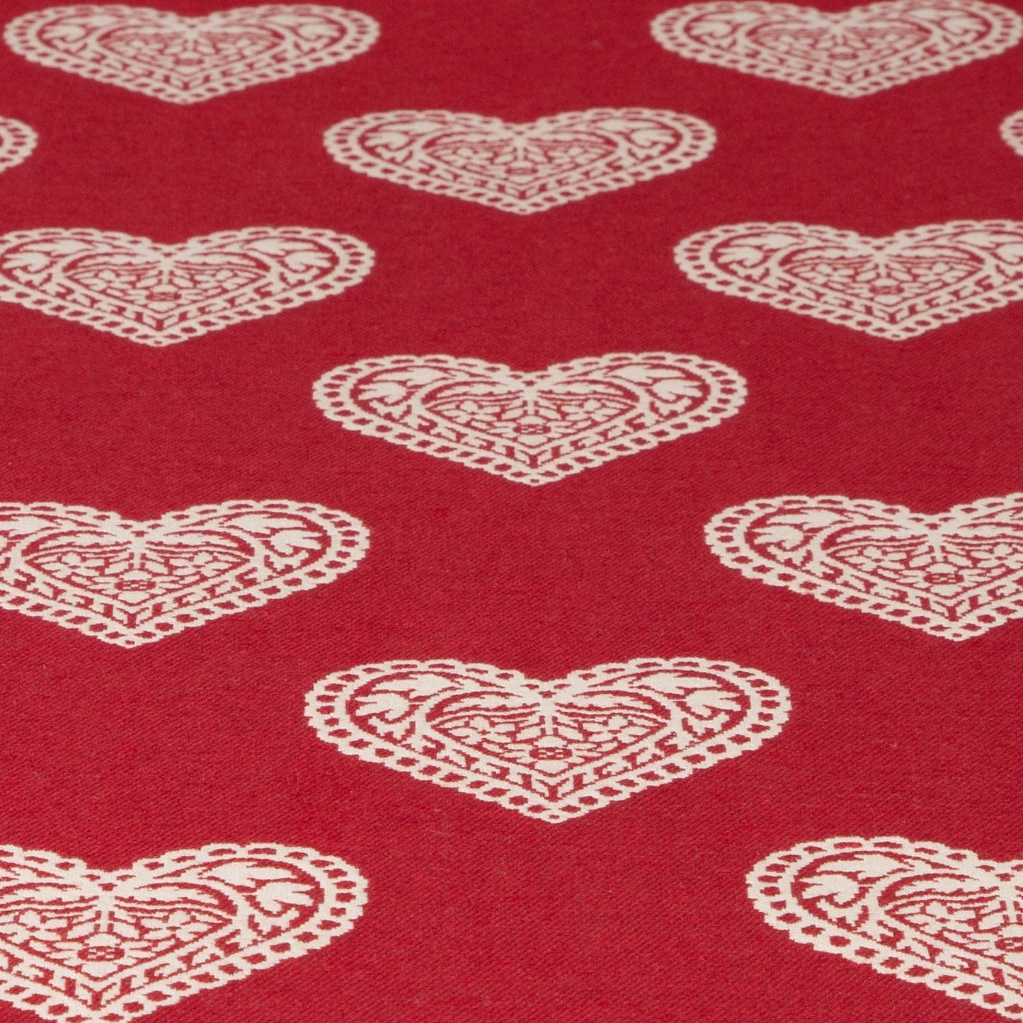 Jacquard Tischband Ornament Herz rot 50x150 cm