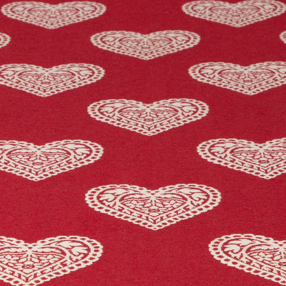Jacquard Tischband Ornament Herz rot 50x150 cm