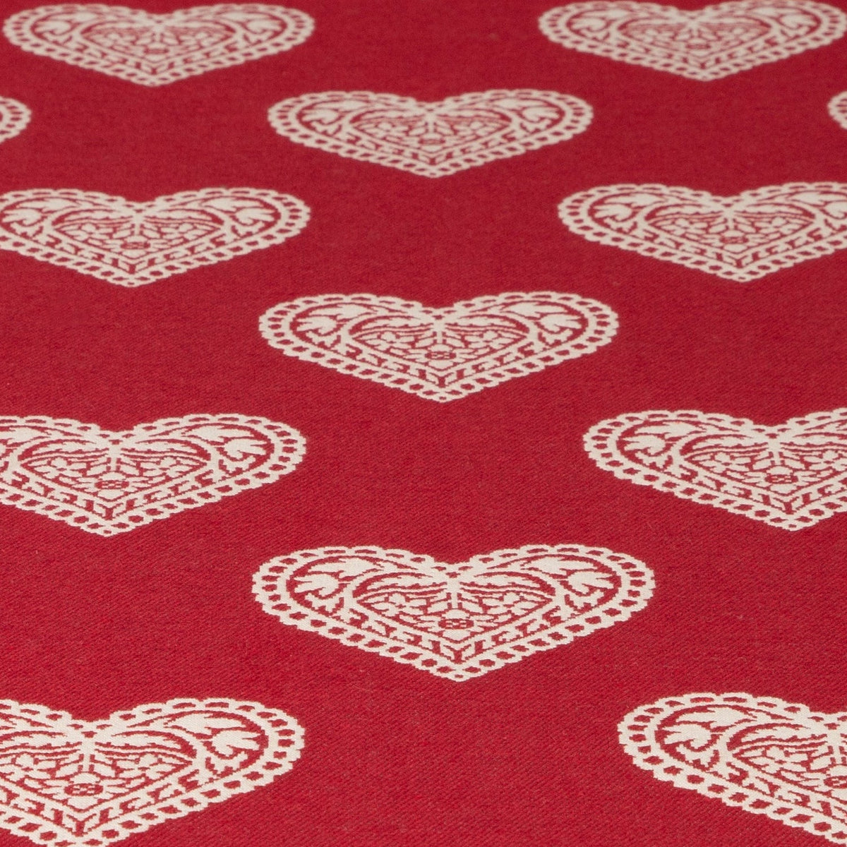 Jacquard Tischband Ornament Herz rot 50x150 cm