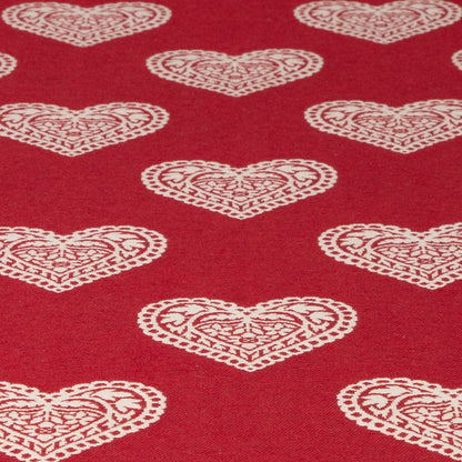 Jacquard Tischband Ornament Herz rot 50x150 cm