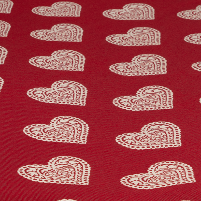 Jacquard Mitteldecke Ornament Herz rot 85x85 cm