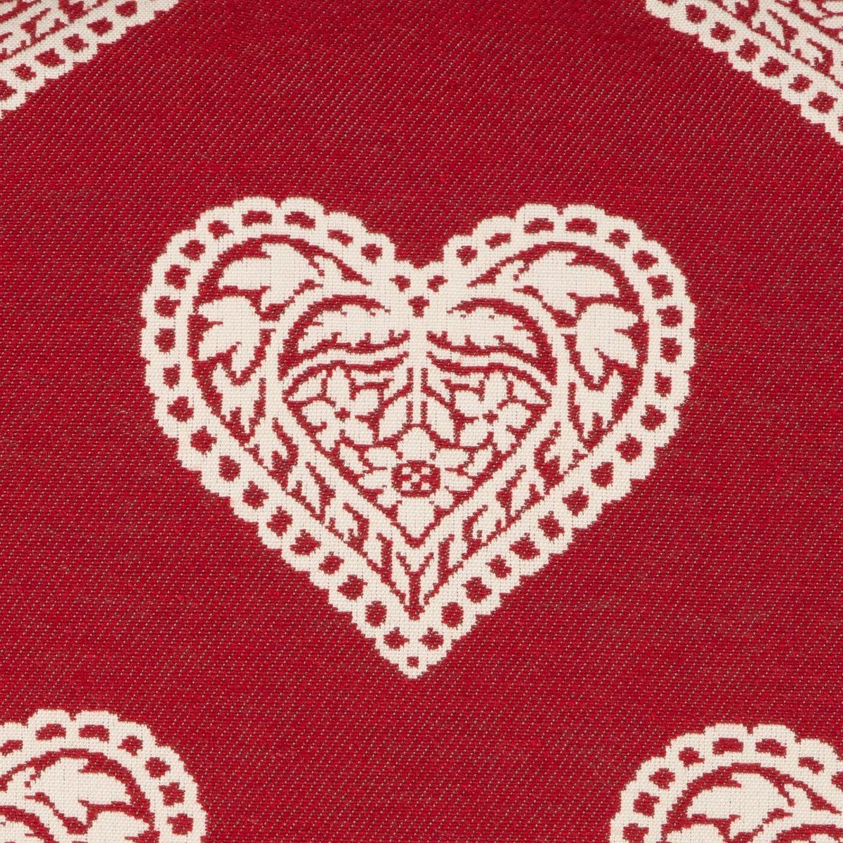 Jacquard Kissenhülle Ornament Herz rot 40x40 cm