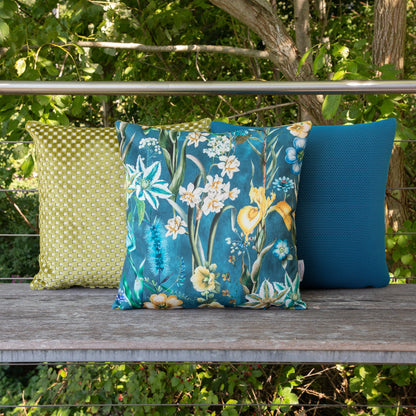 Edel Samt Kissenhülle Petrol Garten 60x60 cm