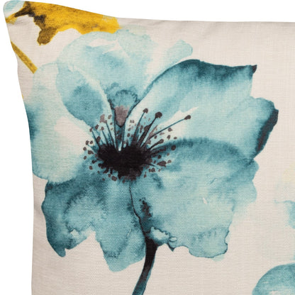 Edel Samt Kissenhülle Blaue Mohnblume 45x45 cm