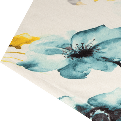 Edel Samt Tischdecke Blaue Mohnblume 110x110 cm